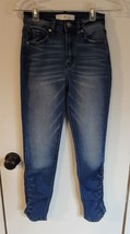 Womens 0 23 KanCan Dark Blue Distressed Skinny Shirred Cuff Denim Jeans ... - $8.91