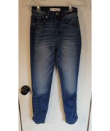 Womens 0 23 KanCan Dark Blue Distressed Skinny Shirred Cuff Denim Jeans ... - $163.44 MXN