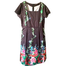 Fashion Concert Dress Floral Knee Length Black Dress Zip Up Bouquet Wome... - £9.19 GBP