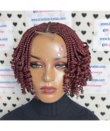 Top Cornrows Box Braids Lace Closure Wavy Curl Short Curly Braided Wig 1... - $140.25