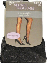 Secret Treasures Ladies Tights Solid Black Plus Size 1-Black Metallic-ST7CY - £15.93 GBP