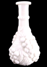 Antique Milk Glass Vase With Leaves And Grapes, 9.5” Tall, MINT OBO - £12.55 GBP