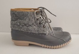 MAGELLAN Outdoor Womens Size 5B Duck Rain Shoes Gray Tan Lace Up - £11.67 GBP