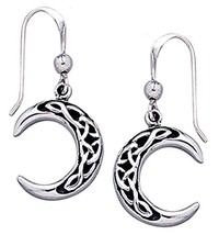Jewelry Trends Crescent Moon Celtic Sterling Silver Dangle Earrings - £36.07 GBP