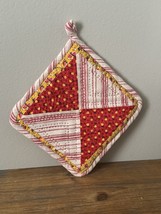 VTG 60s Handmade Strawberry Tulip Quilt Hot Pad Hanging Potholder Farmho... - $293.17 MXN