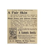 Hinds Honey Almond Cream 1894 Advertisement Victorian Skin Care Beauty A... - $27.43 CAD