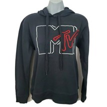 MTV Embroidered Hoodie Women&#39;s Size S Long Sleeve Black - £17.65 GBP