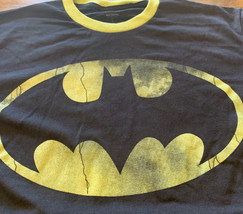 Mens DC Comics Super Hero Batman Logo Ringer T Shirt Size S Small Black W Yel... - £8.78 GBP