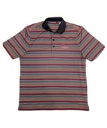 Mens Golf Polo Size Large Horizontal Stripes Colorful Rainbow - $21.97 CAD