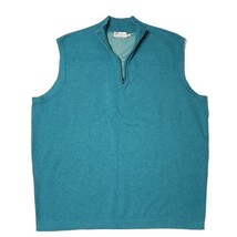 Peter Millar Golf Vest Men Large Green 1/4 Quarter Zip Crown Comfort Knit - £22.21 GBP