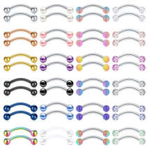 Curved Barbell Stainless Steel Snake Eyes Eyebrow Ear Navel Lip Tongue Rings Nip - £0.86 GBP+