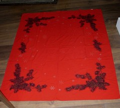 California Hand Prints Tablecloth Vintage 1950&#39;s Christmas 51&quot; X 62&quot; Exc... - $39.99