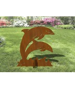 36in Tall Bottlenose Dolphins Coastal Decor Rust Metal Yard Art Lawn Scu... - $422.62 CAD