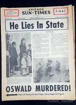 JFK, HE LIES IN STATE Oswald Murdered 1963 Newspaper Chicago Sun-Times Nov 25 - £11.67 GBP