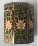 Vintage Octagon Cloisonne Enamel Black Trinket Pill Snuff Powder Box Marked - $1,084.96 MXN