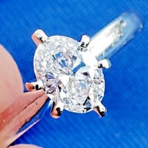 Earth mined Diamond Engagement Ring Solid 14k White Gold Hand made Solitaire 7 - €3.106,09 EUR