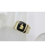 14K Yellow Gold Black Enamel Aquarius Zodiac Horoscope Ring Size 9.5  (8... - £516.32 GBP