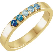 Authenticity Guarantee 
14K Yellow Gold Blue Multi Gemstone Midi Knuckle Ring - £486.36 GBP