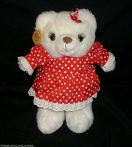 11&quot; Vintage Russ Berrie White Teddy Bear Stuffed Animal Plush Toy Girl W/ Tag - £18.96 GBP