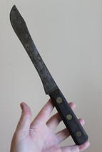 LARGE Butcher Knife 12.5&quot; antique COPPER PINS Carbon Steel PRIMITIVE han... - $44.99