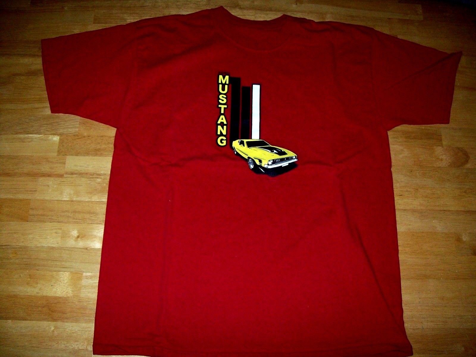COOLEST Vintage Ford MUSTANG T-SHIRT - Yellow Fastback - Size: L - $14.84