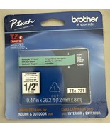 Brother P-touch TZe-731CS Laminated Label Maker Tape 1/2&quot; x 26-2/10&#39; Bla... - $14.01