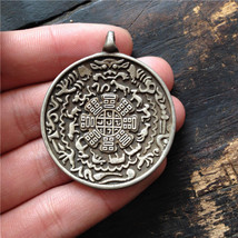 Tibetan Silver Engraved Protective Talisman Charts OM YinYang Protect Pe... - $136.11 MXN
