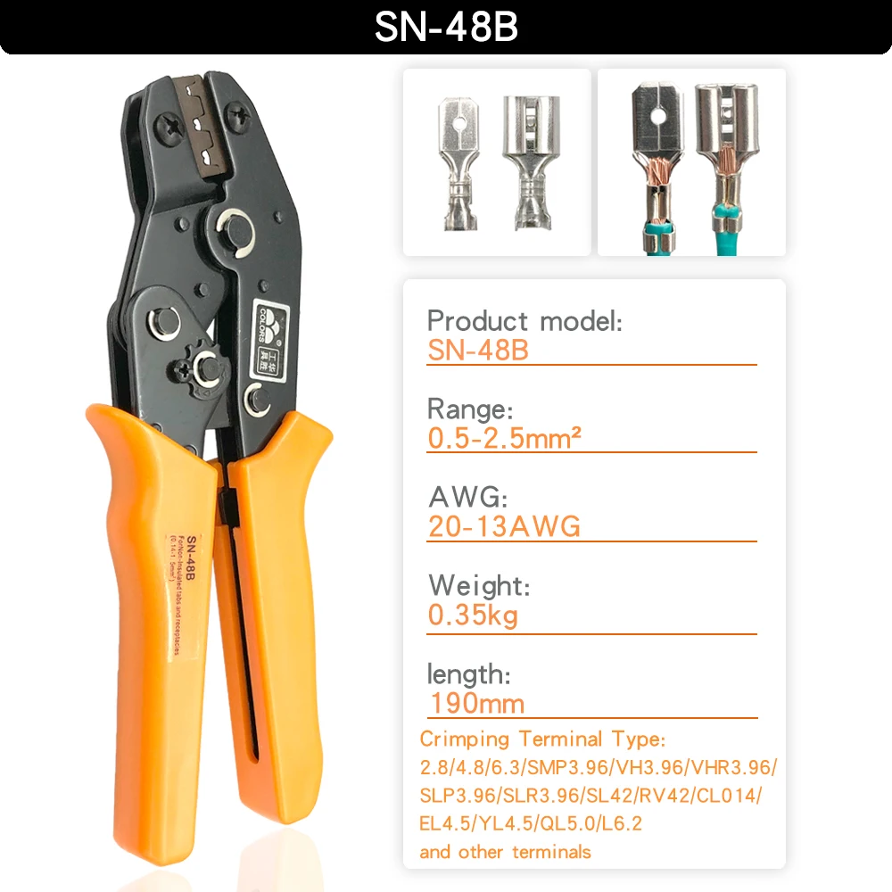 Jaws Cping Pliers Set SN-48B SN-2 For 2.8 4.8 6.3 VH3.96/Dupont2.54//Insulation  - $547.59