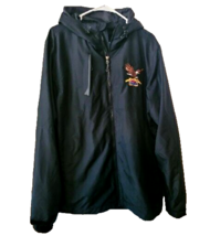 Vintage Large USA Tools Zip Up Jacket Black Embroidered Eagle Shop Hooded Port - $28.12