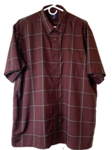 George Men&#39;s Shirt XL (46/48) Short Sleeve Deep Purple Window Pane Plaid - £6.89 GBP