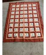 Vtg Baby Child’s Teddy Bear Handmade Quilt 1980’s Rust Peach Reversible ... - $37.95