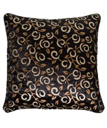 Black Velvet Cushion Covers Decorative Golden Sparkle Print Flower Leaf ... - £5.81 GBP