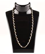 *14k Yellow and White Gold Diamond Cut Wave Link Necklace 16" - $999.99