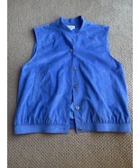 Vintage Da Rue Womens Faux Suede Button Down Vest Jacket Blue Sz 18 - £25.29 GBP