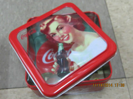 Coca-Cola Tin Box Square Window &quot;Serve Coca-Cola at Home  &quot; - NEW - $8.66