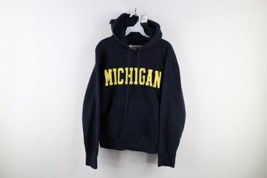 Vintage Mens Small Faded Spell Out University of Michigan Hoodie Sweatshirt Blue - £39.52 GBP