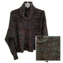 Leighton Chunky Knit Black Rainbow Confetti Turtleneck Large - $32.73