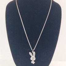 Rhinestone Bunny Rabbit Necklace Fashion Jewelry Silver Chain image 2