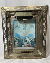 Vintage Jesus Christ Praying Light Up Picture Metal Frame Rare Religious - £39.81 GBP