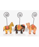 Pier 1 One Wooden Dressed Animal Photo Note Holder Camel Donkey Elephant - $31.23 CAD