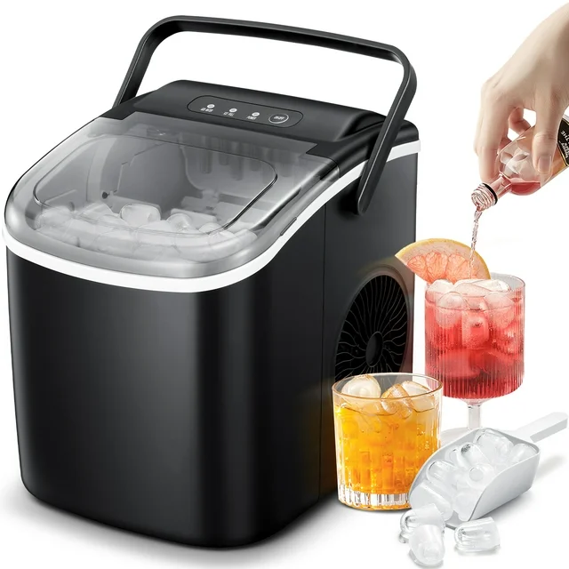 Countertop Bullet Ice Maker Portable Ice Machine Ice Scoop 26lbs/24hrs Black - £119.88 GBP