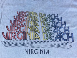 Vintage Virginia Beach VA Rainbow Graphic Light Blue Short Sleeve T Shir... - £32.04 GBP
