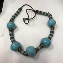 Vintage Turquoise Large Nugget Heishi Bead Necklace Sterlling Silver 24” 20-24mm - £119.07 GBP