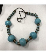 Vintage Turquoise Large Nugget Heishi Bead Necklace Sterlling Silver 24”... - £117.32 GBP
