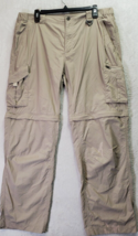 PFG Columbia Zip Off Convertible Pants Men Size 36 Tan Nylon Fishing Gear Pocket - £14.85 GBP
