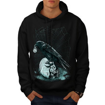 Wellcoda Raven Skeleton Rock Mens Hoodie, Horror Casual Hooded Sweatshirt - £25.37 GBP+