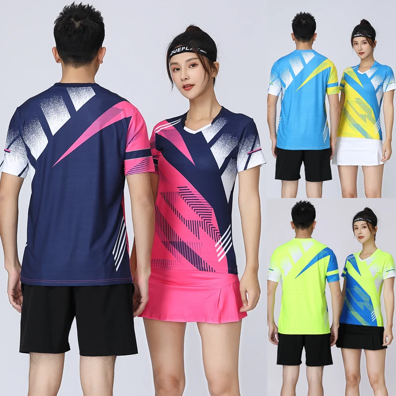 Sporting Badminton suit Men&#39;s and Women&#39;s top Table Tennis Tennis Shirt Summer R - £56.43 GBP