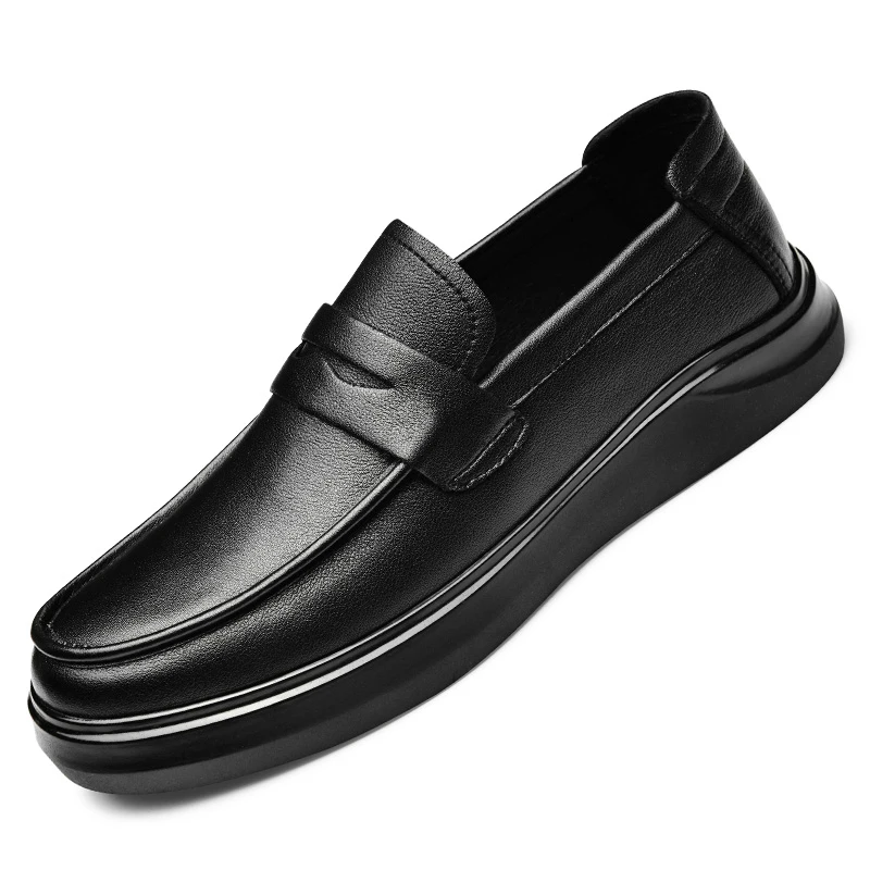 Casual leather shoes for men versatile breathable sleeve solid color daily outdoor use thumb200
