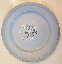 Homer Laughlin KRAFT BLUE Dinner Plate White Floral Rope Edge no platinu... - £6.24 GBP