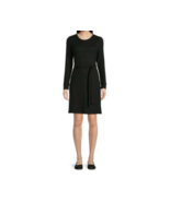Time and Tru Women&#39;s Long Sleeve Belted Hacci Dress, Black Soot Size L (... - $30.55 CAD